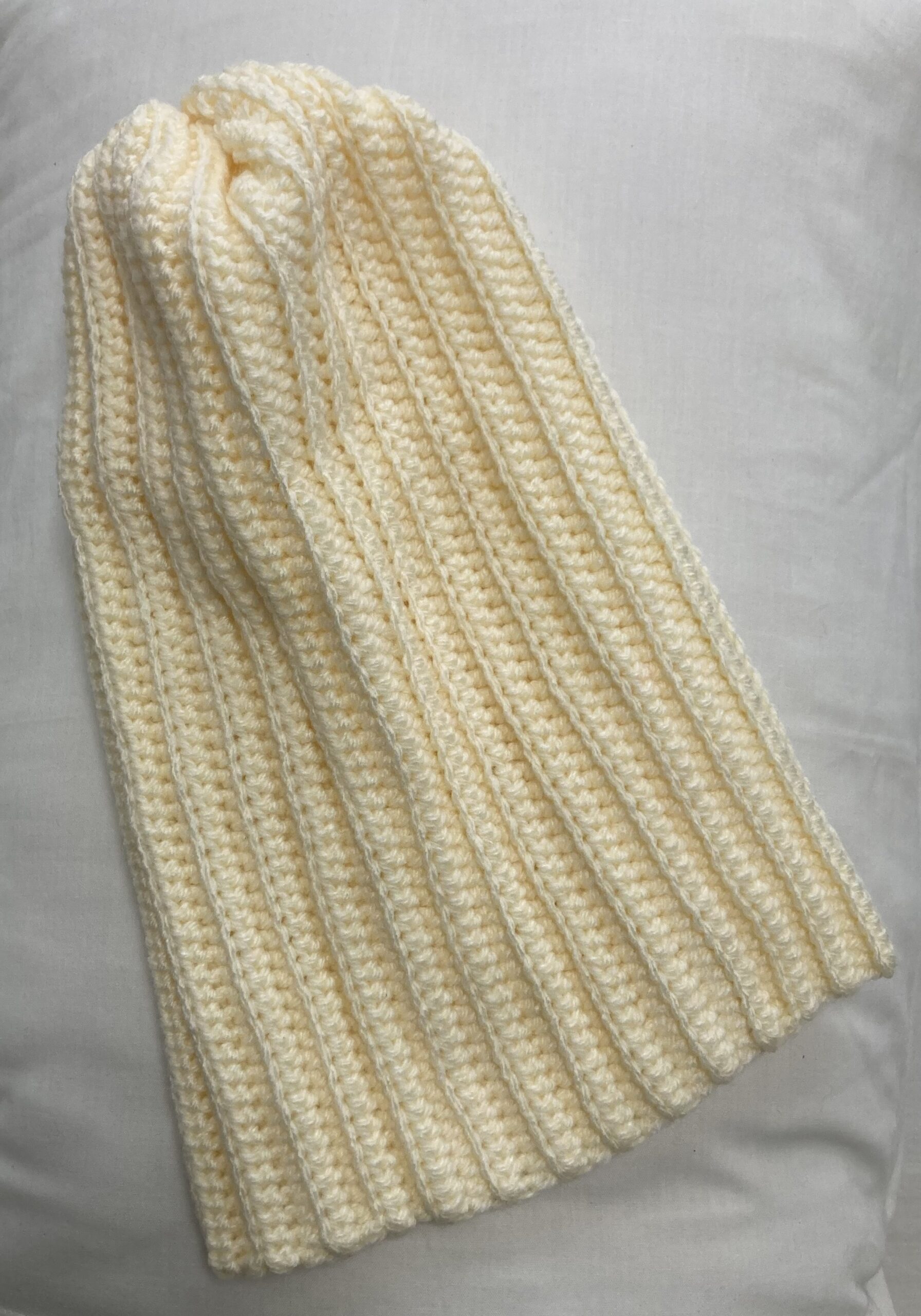 Crochet Rib Beanie (Adult) - Cream
