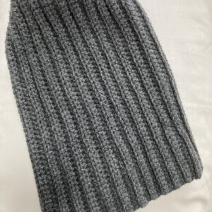 Crochet Rib Beanie (Adult) - School Grey