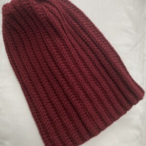 Crochet Rib Beanie (Adult) - Burgundy